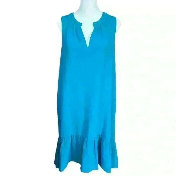 Charles Henry teal sleeveless dress with high low ruffle size M - Picture 6 of 9